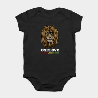 Rasta Lion, Peace Love Music, Jamaica Baby Bodysuit